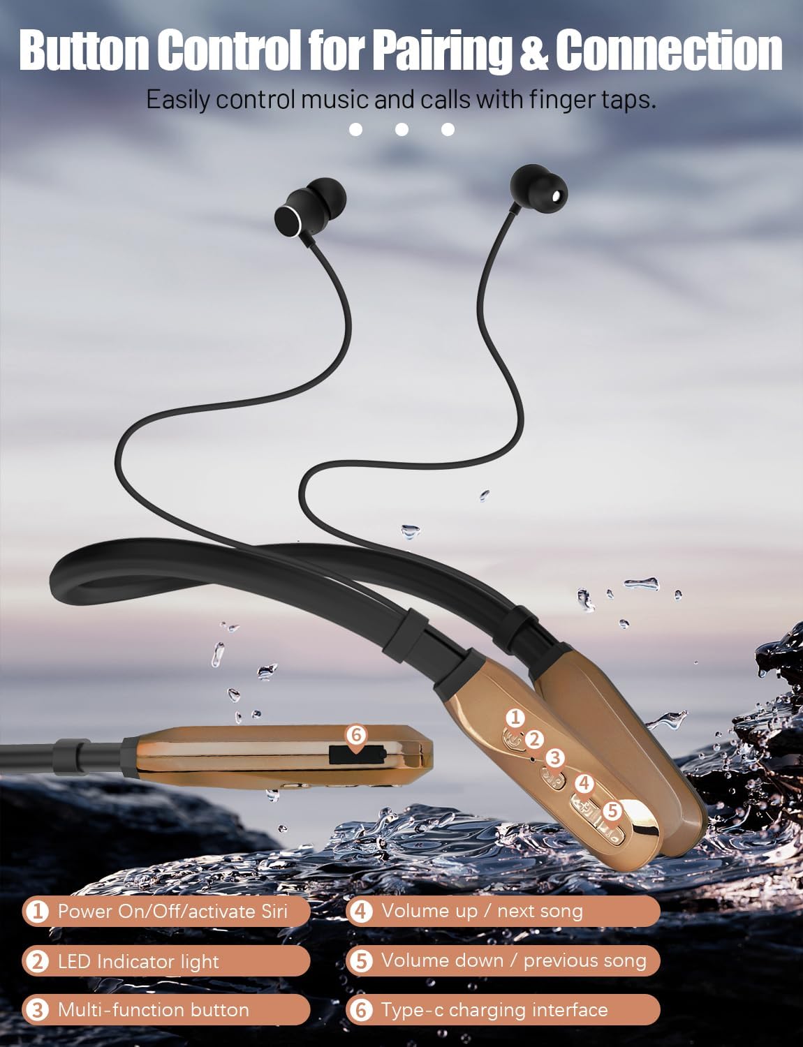 HE05 Wireless Neckband Headphones – Stylish, Durable, and Feature-Packed